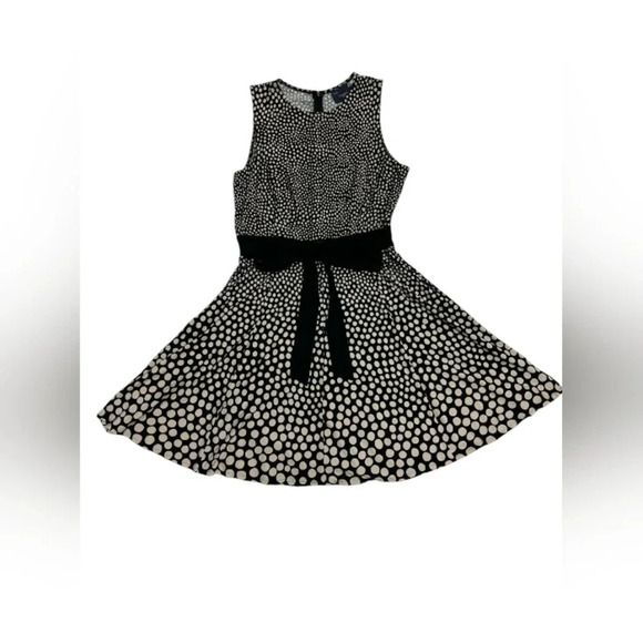 Just…Taylor Dress Black/White Sleeveless Polka Dot Tie Up  Midi Size 12W - Picture 4 of 8
